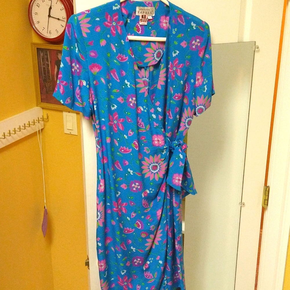 Adriana Papell SILK dress, sz 8